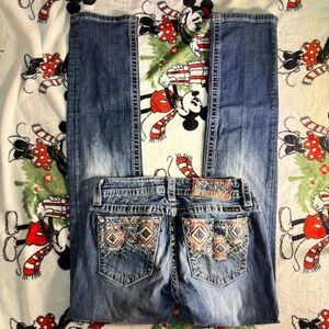 Miss Me Blue Jeans with Colorful Embellishments